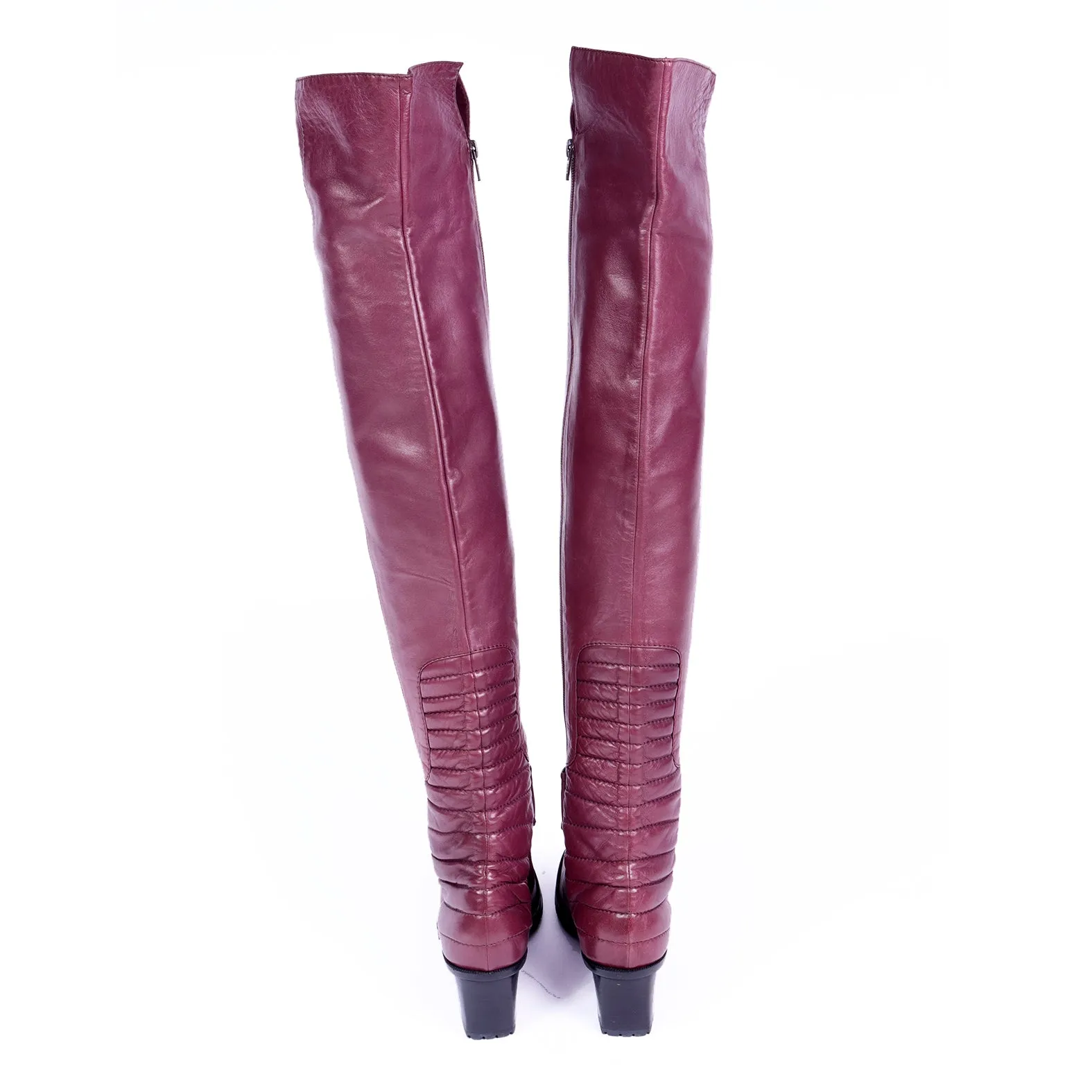 1980s Claude Montana Burgundy Thigh High Leather Boots