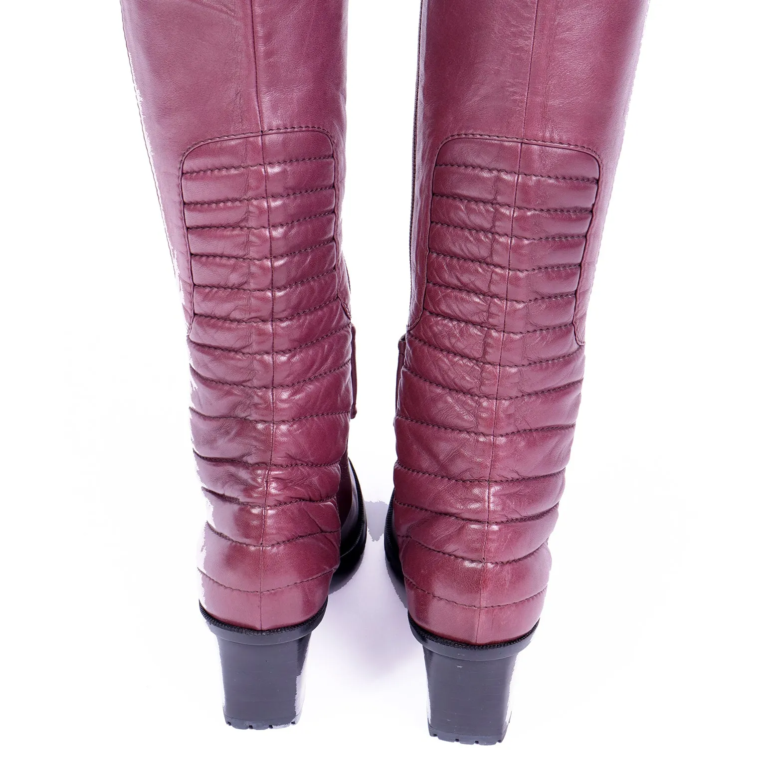 1980s Claude Montana Burgundy Thigh High Leather Boots