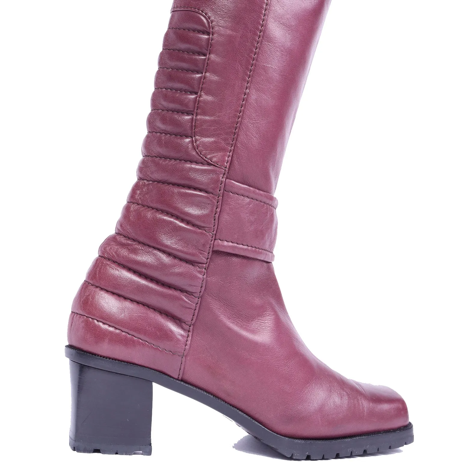 1980s Claude Montana Burgundy Thigh High Leather Boots