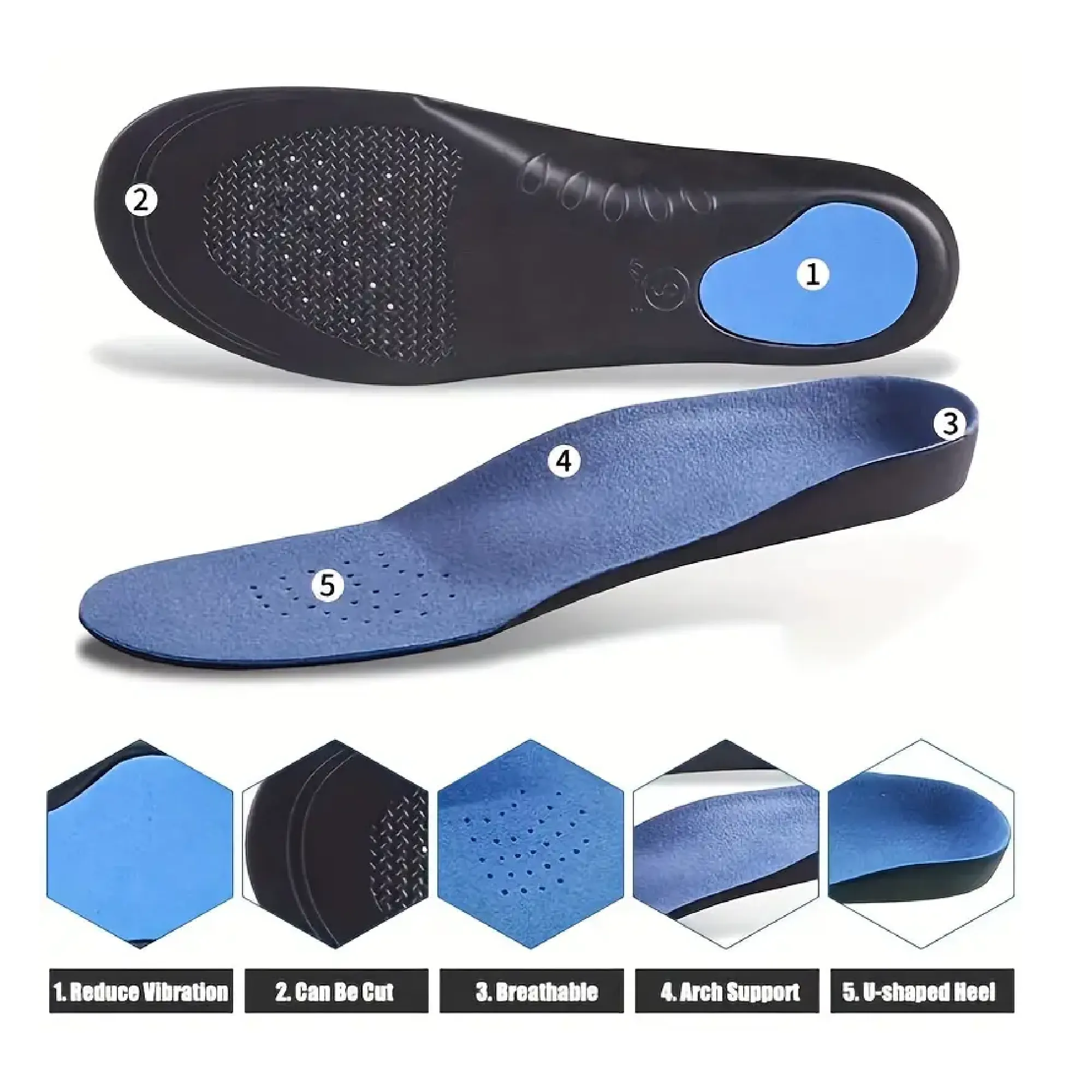 1Pair Breathable Comfortable Flat Feet Correction Insoles For Men And Women