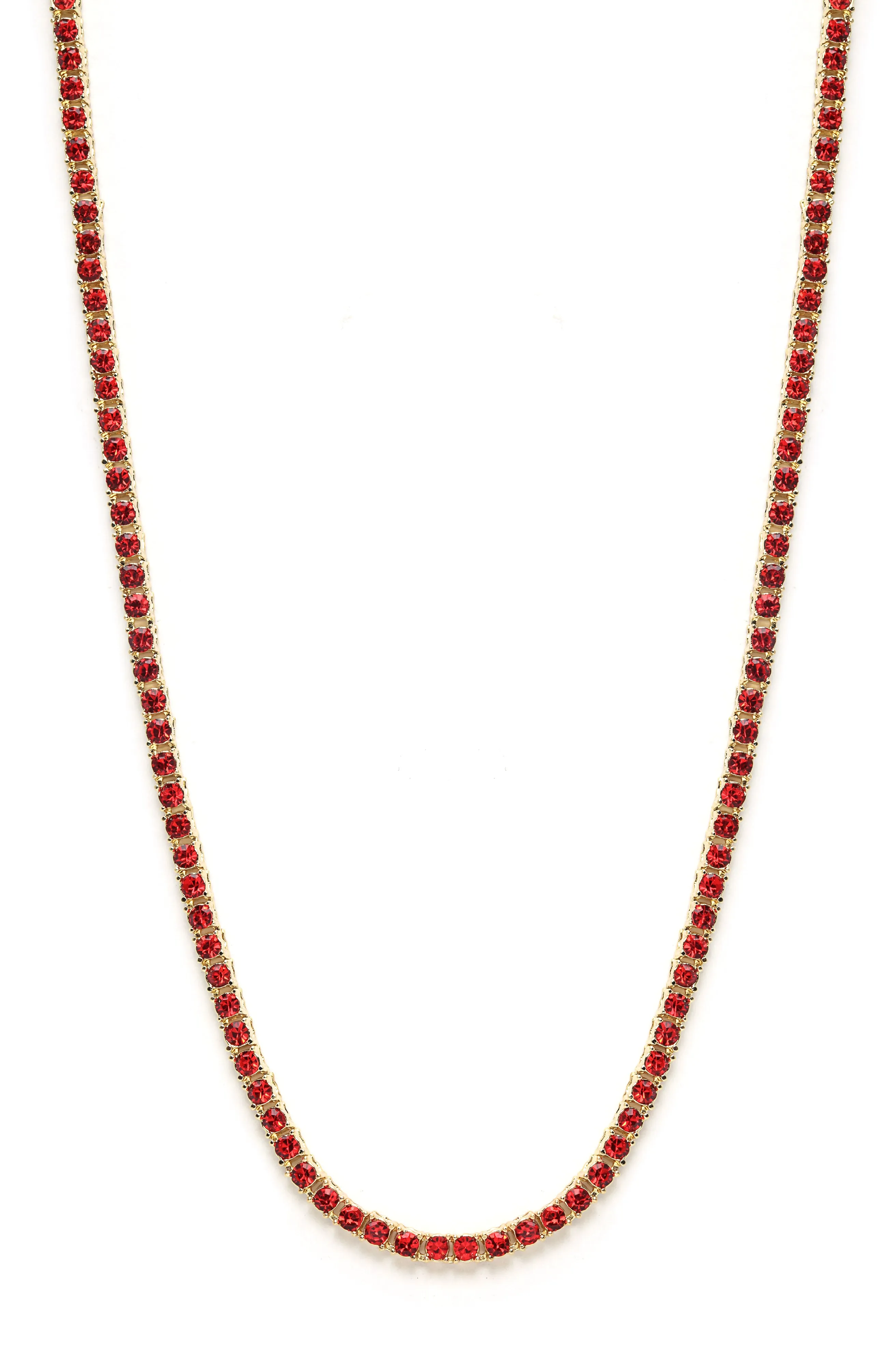 24″ Gold Tennis Chain Necklace  - Red