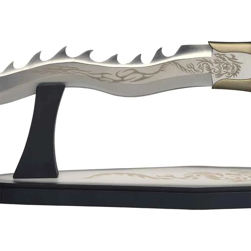 24" Fantasy Dragon Kris Blade Knife Sword Machete Saber Dagger w/ Display Stand