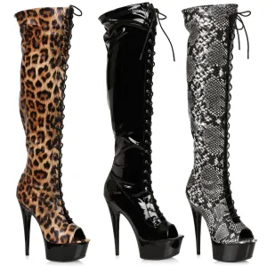 6" Peeptoe Thigh High Boot with Laces and Side Zipper (ES609-ZOELLE)