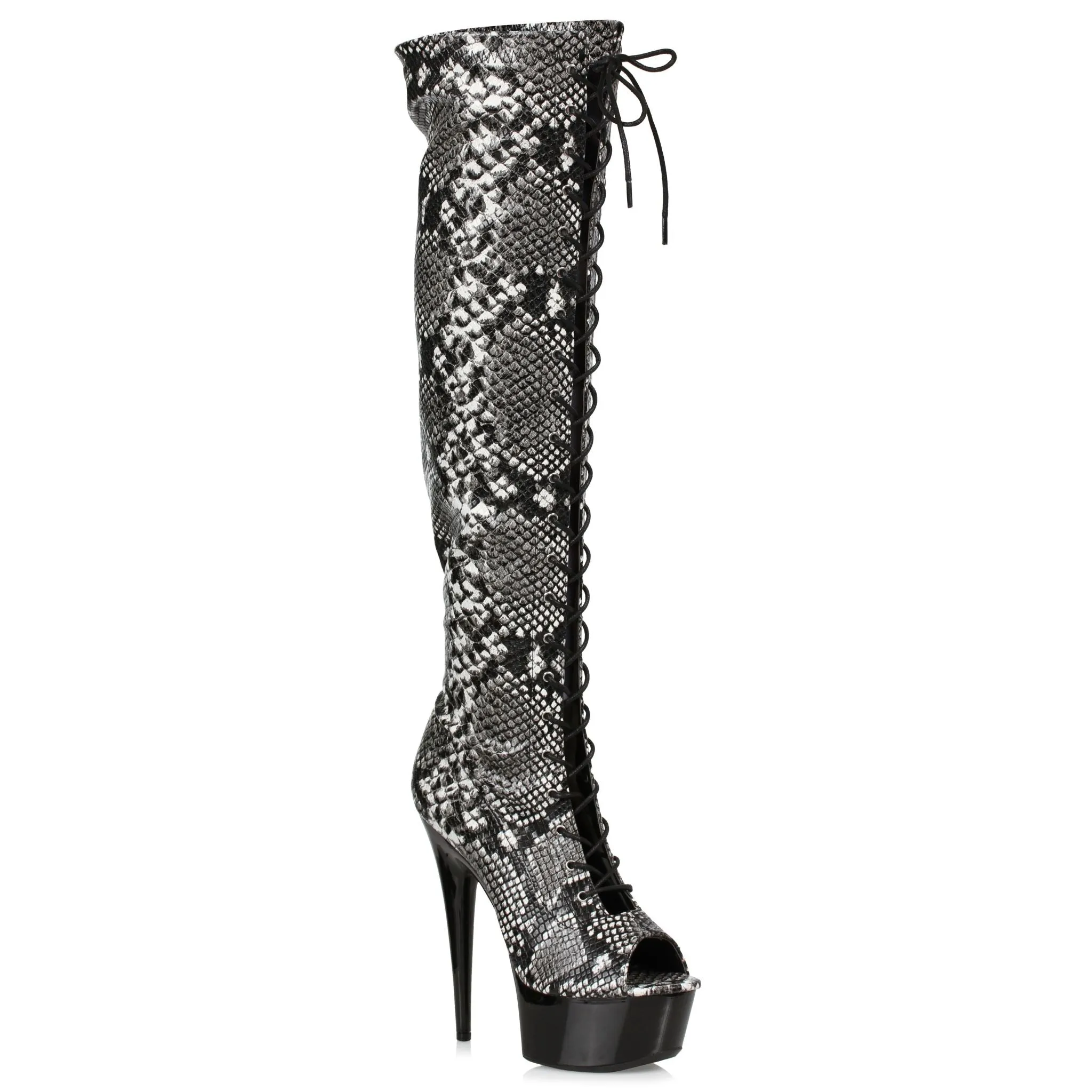 6" Peeptoe Thigh High Boot with Laces and Side Zipper (ES609-ZOELLE)