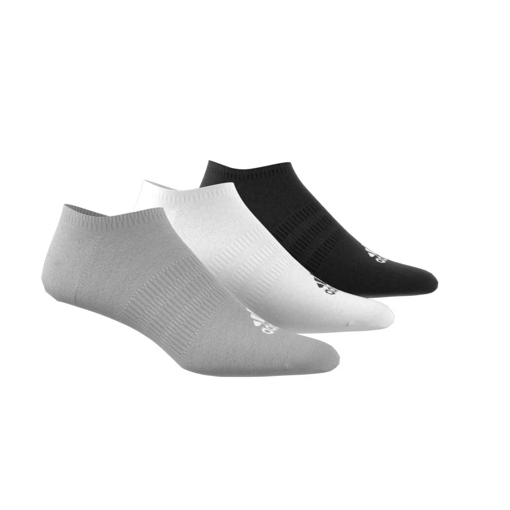 ADIDAS THIN AND LIGHT NO-SHOW SOCKS 3 PAIRS GREY