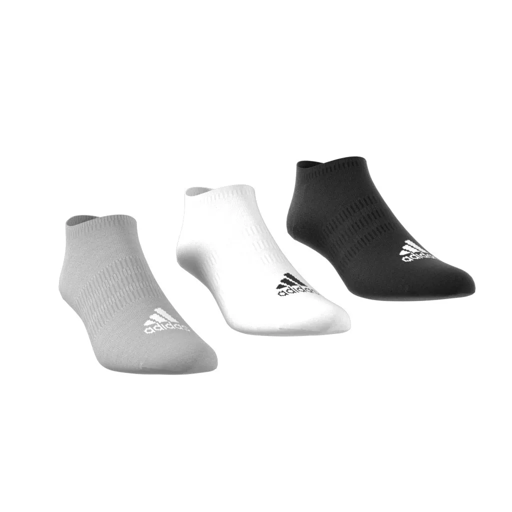 ADIDAS THIN AND LIGHT NO-SHOW SOCKS 3 PAIRS GREY