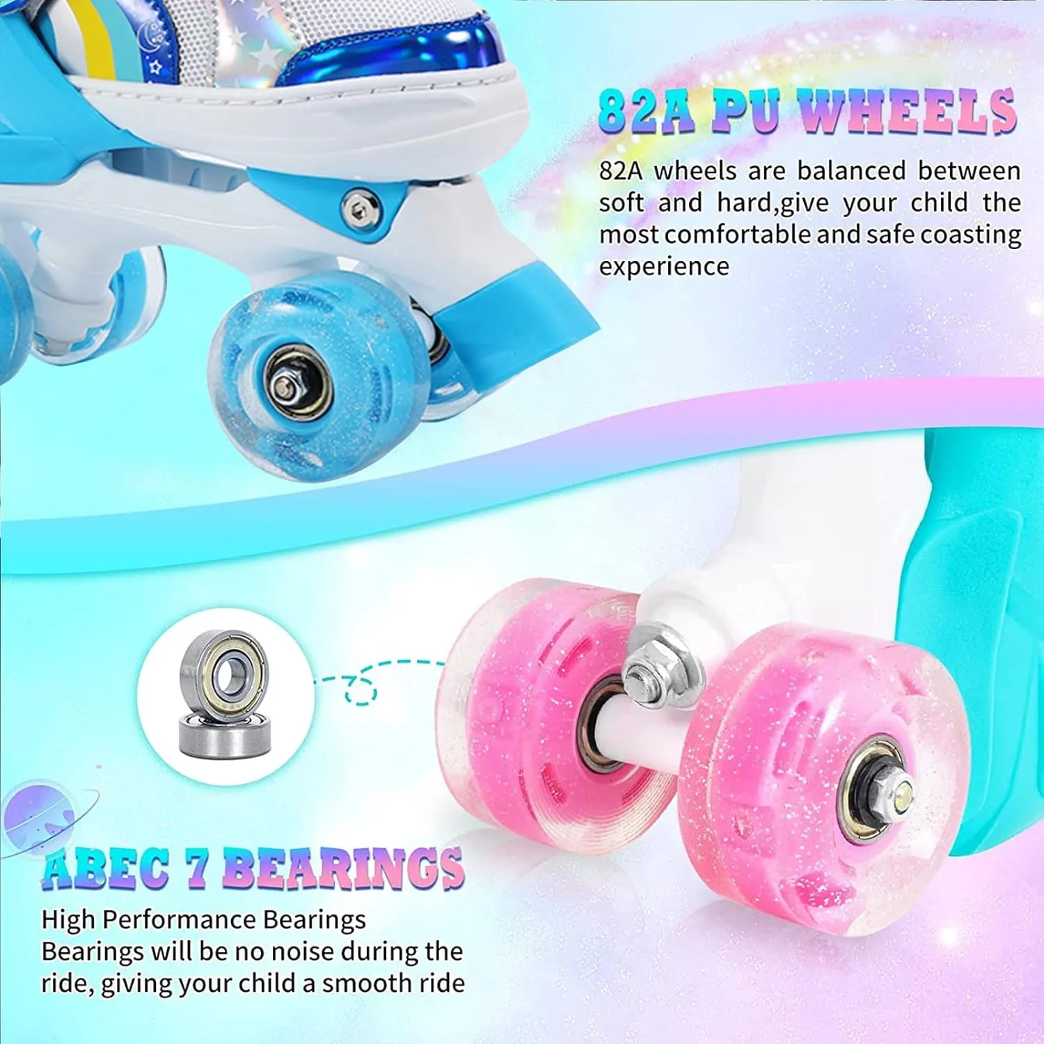 Adjustable Kids Roller Skates M Size 35-38 Pink