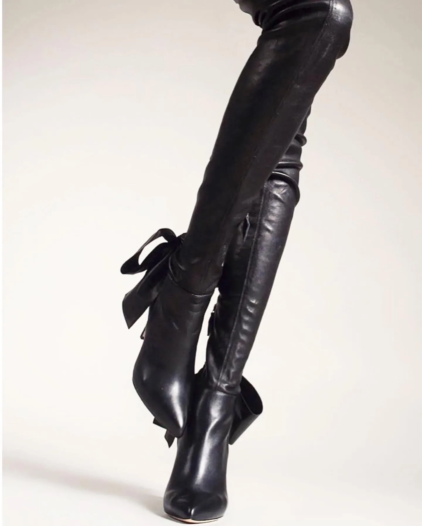 AMINAH ABDUL JILLIL Leather Thigh High Stretch Boots