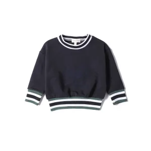 Anecdote Navy Tennis Large Flocked Round Neck Sweatshirt