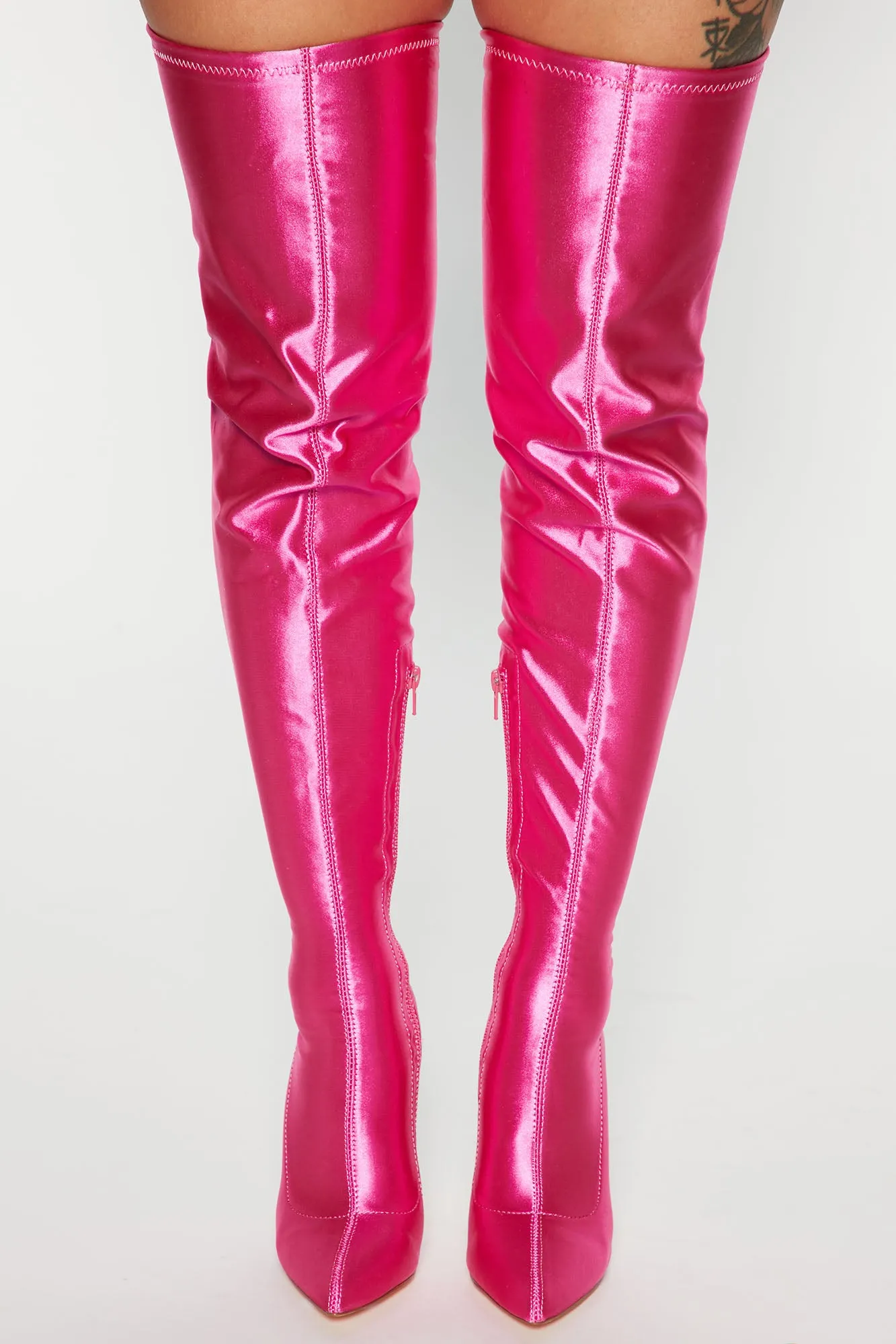 Ariella Thigh High Boots - Hot Pink