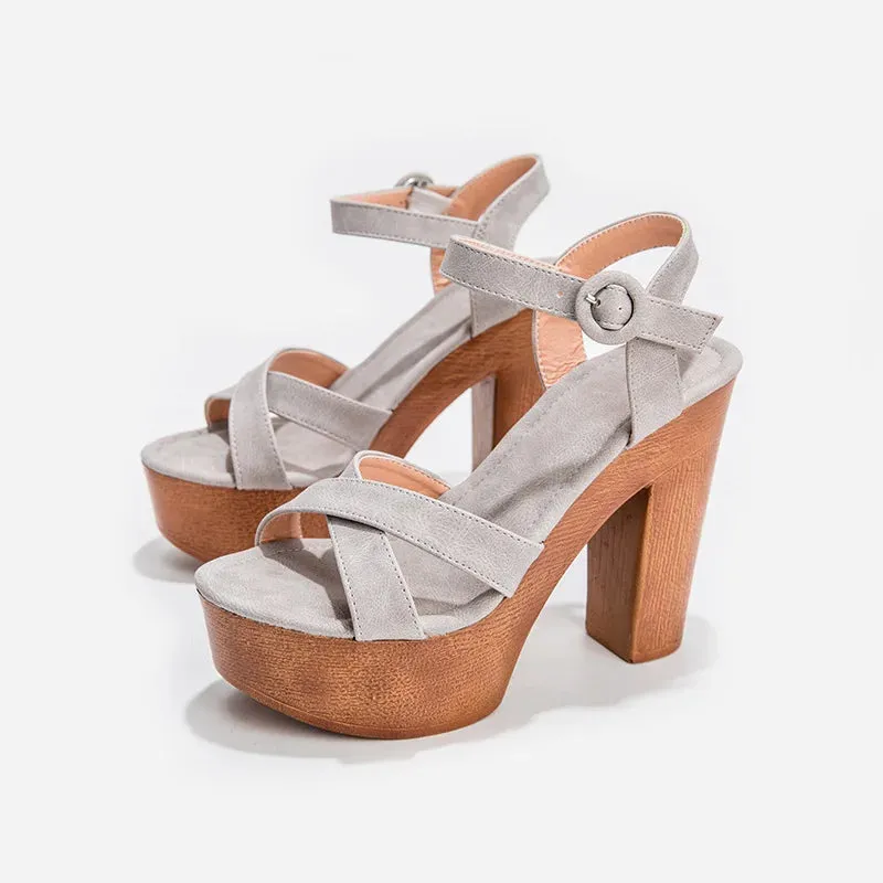 arwen & ajh group  مجموعة اروين Women Luxury High Heeled Platform Sandals EVA Peep Toe Buckle Block Heels Sandals 12cm Heels Shoes For Ladies