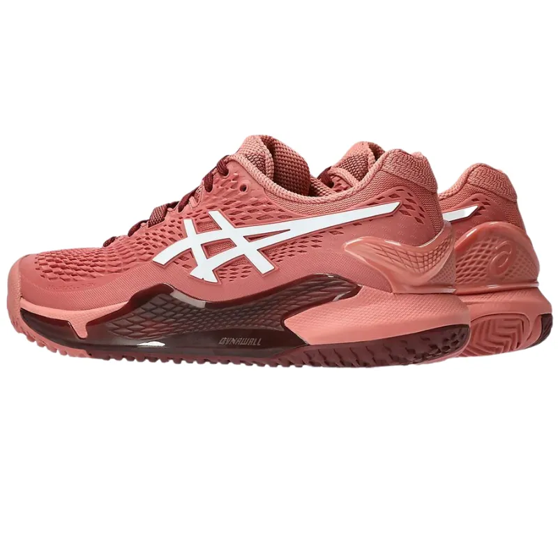 Asics Gel Resolution 9 Clay Women's Tennis Shoes - Light Garnet/White