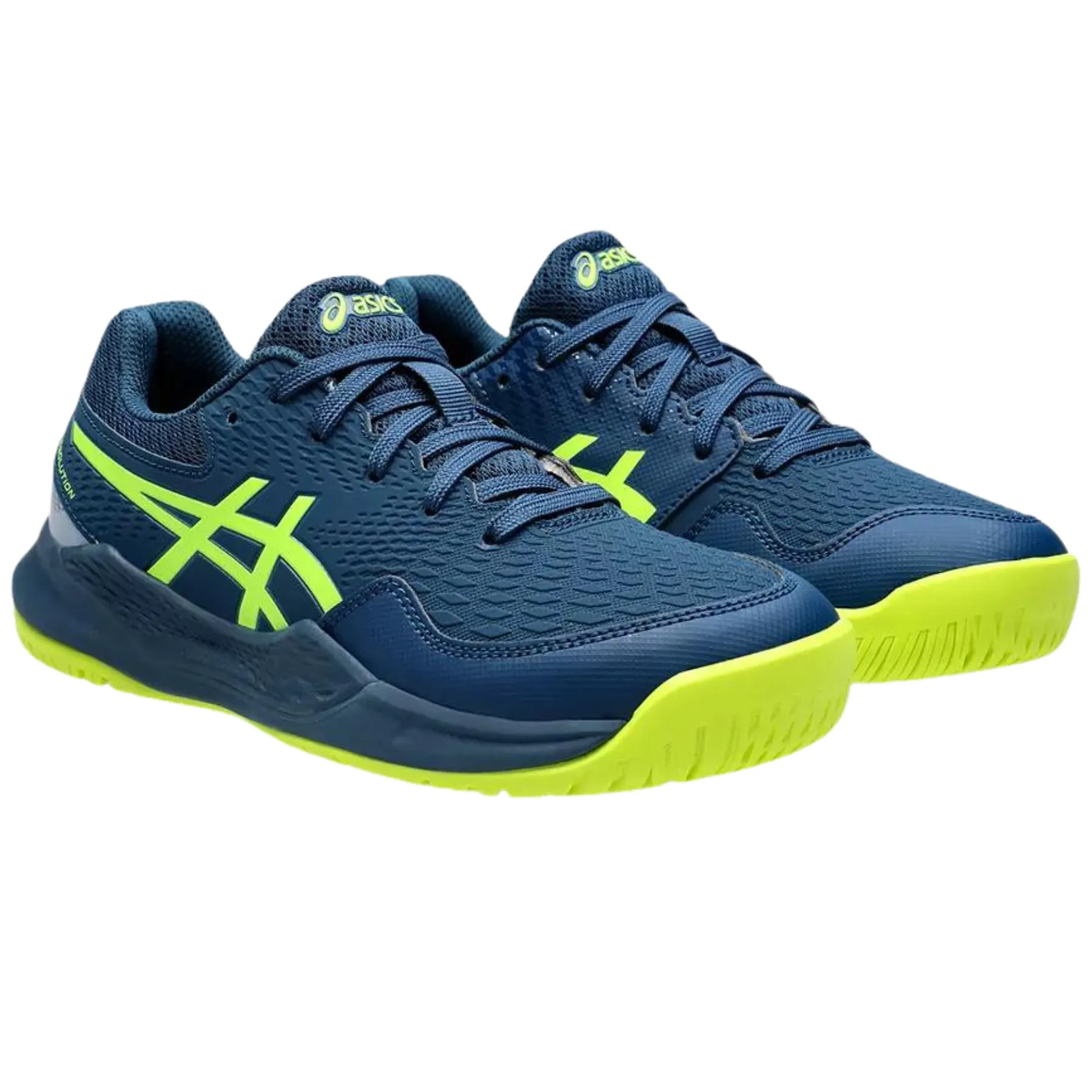 Asics Gel Resolution 9 Youth Tennis Shoes - Mako Blue/Safety Yellow