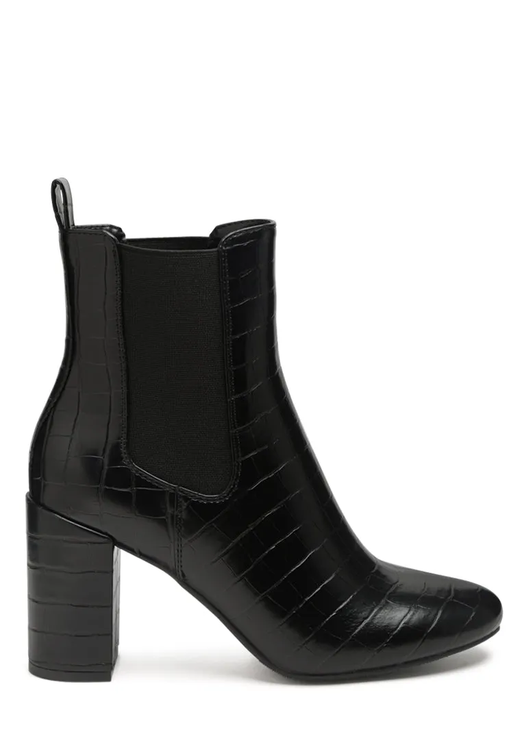 Babbel Faux Leather Block Heel Ankle Boots