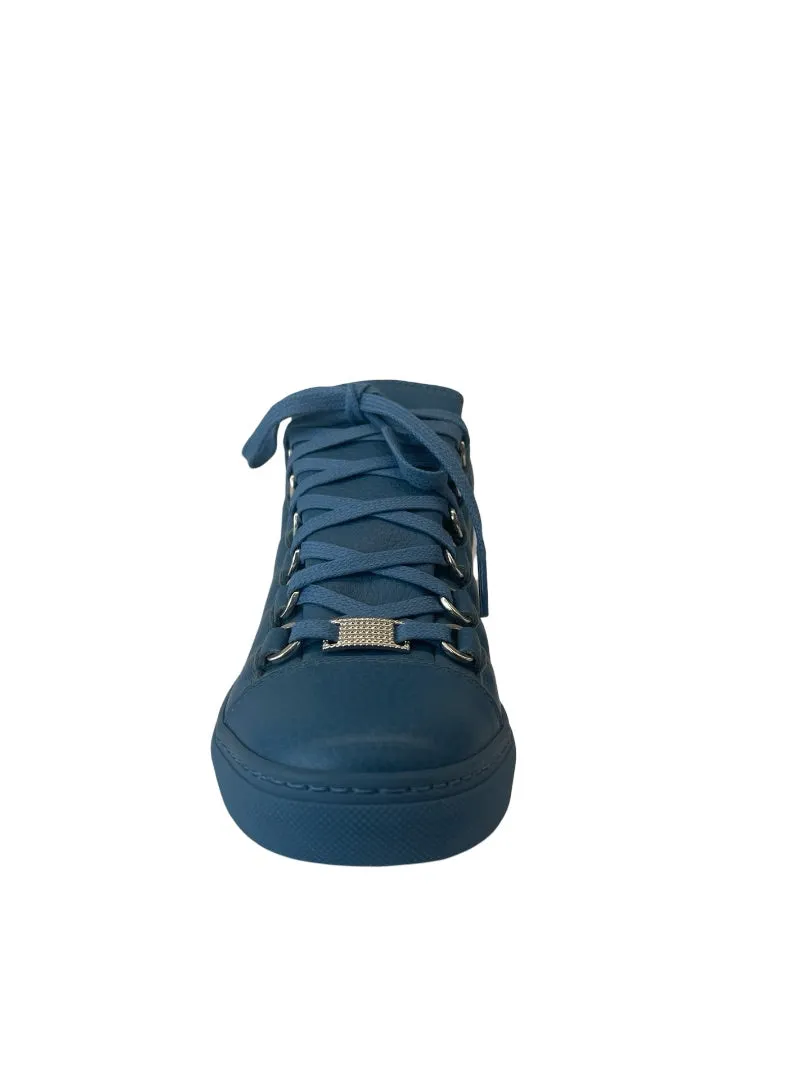 Balenciaga Blue Leather High Top Sneakers. Size: 35