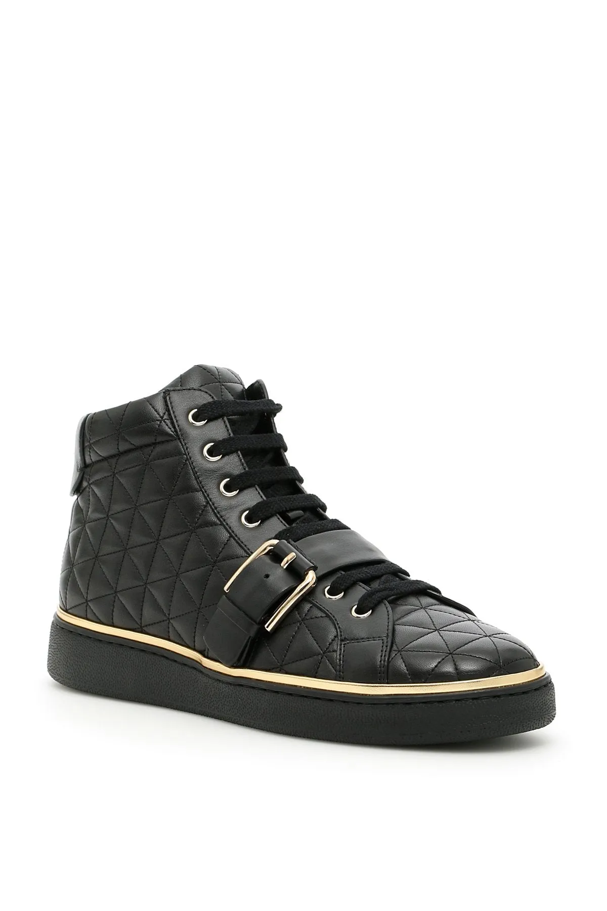 Balmain Quilted Buckle High-Top Sneakers