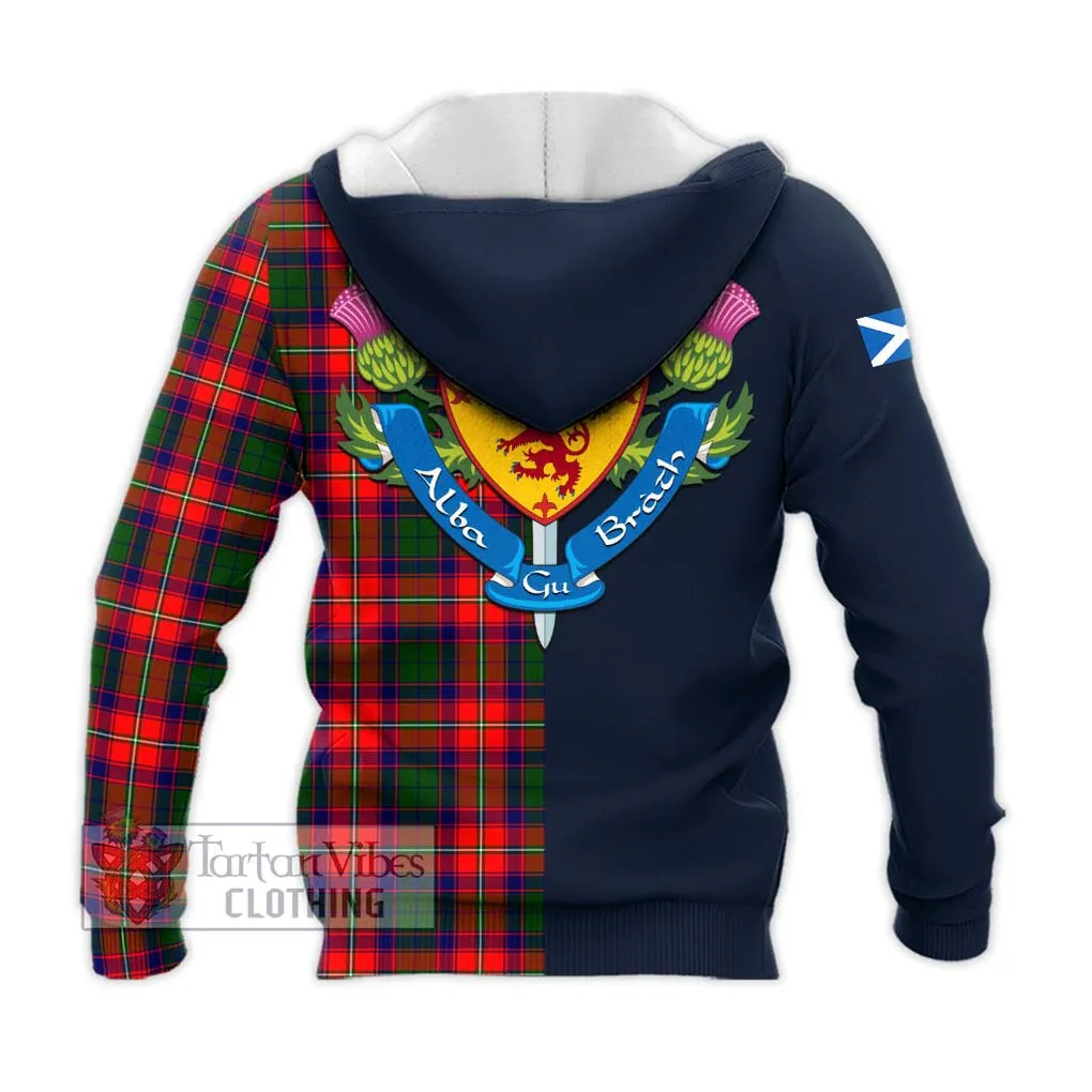 Belshes Tartan Knitted Hoodie Alba with Scottish Lion Royal Arm Half Style