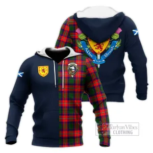 Belshes Tartan Knitted Hoodie Alba with Scottish Lion Royal Arm Half Style