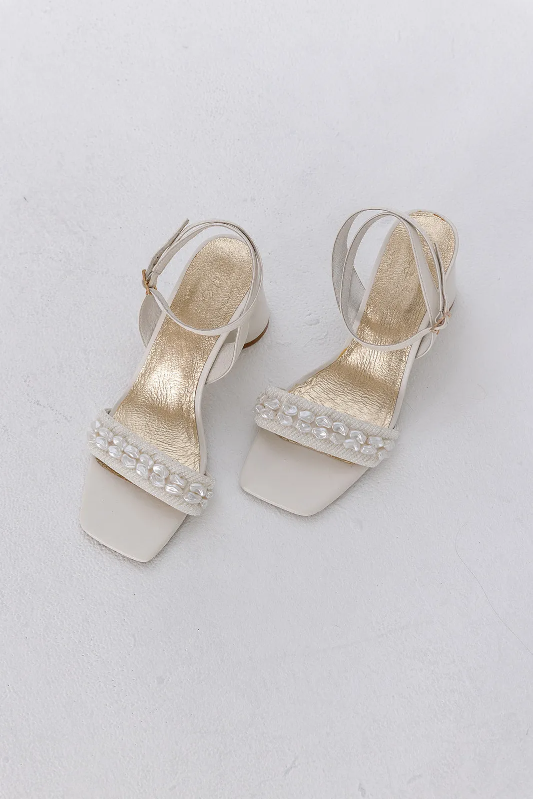 BEYOND - IVORY PEARL SHELL BRIDAL HEELS - SALE!