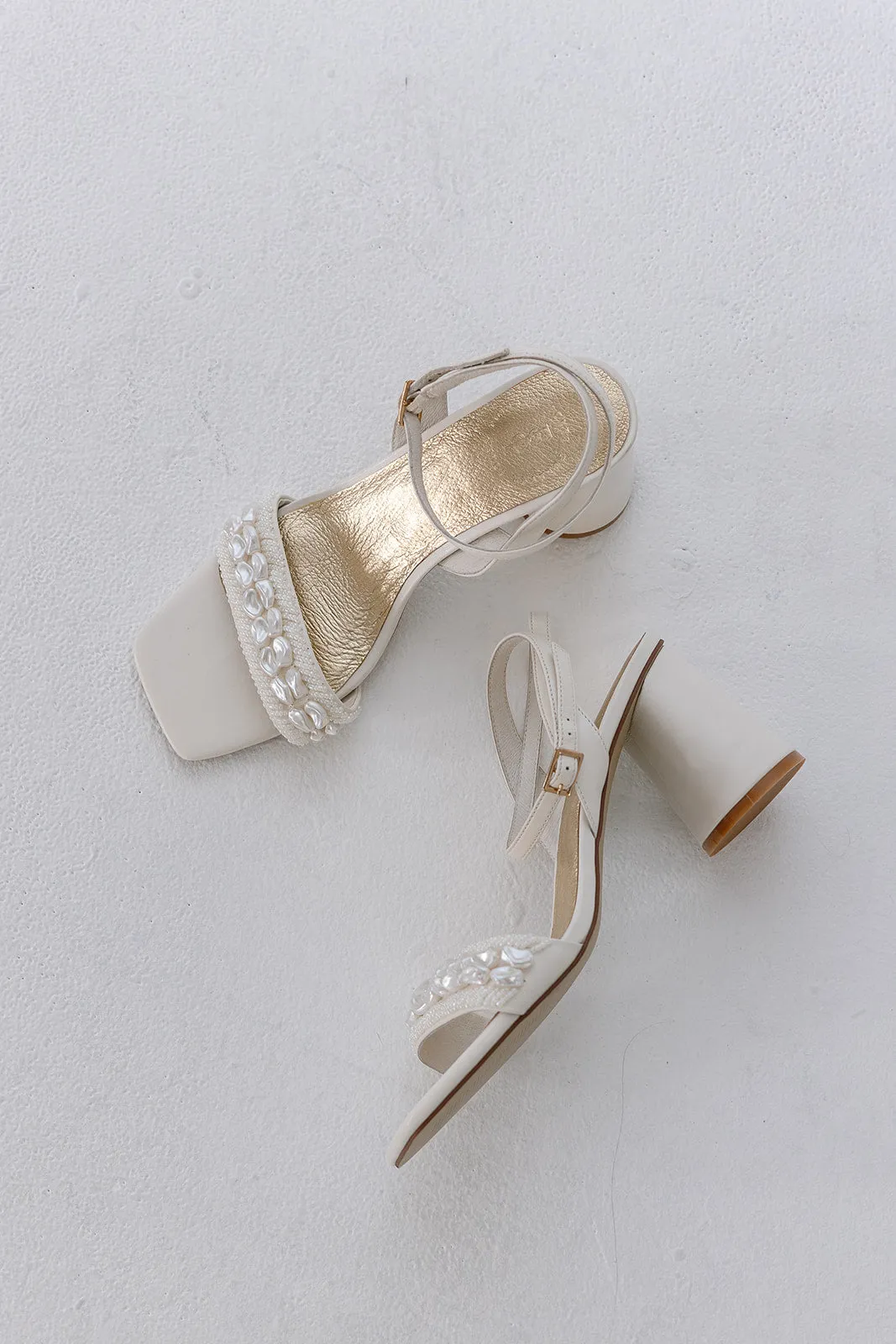 BEYOND - IVORY PEARL SHELL BRIDAL HEELS - SALE!