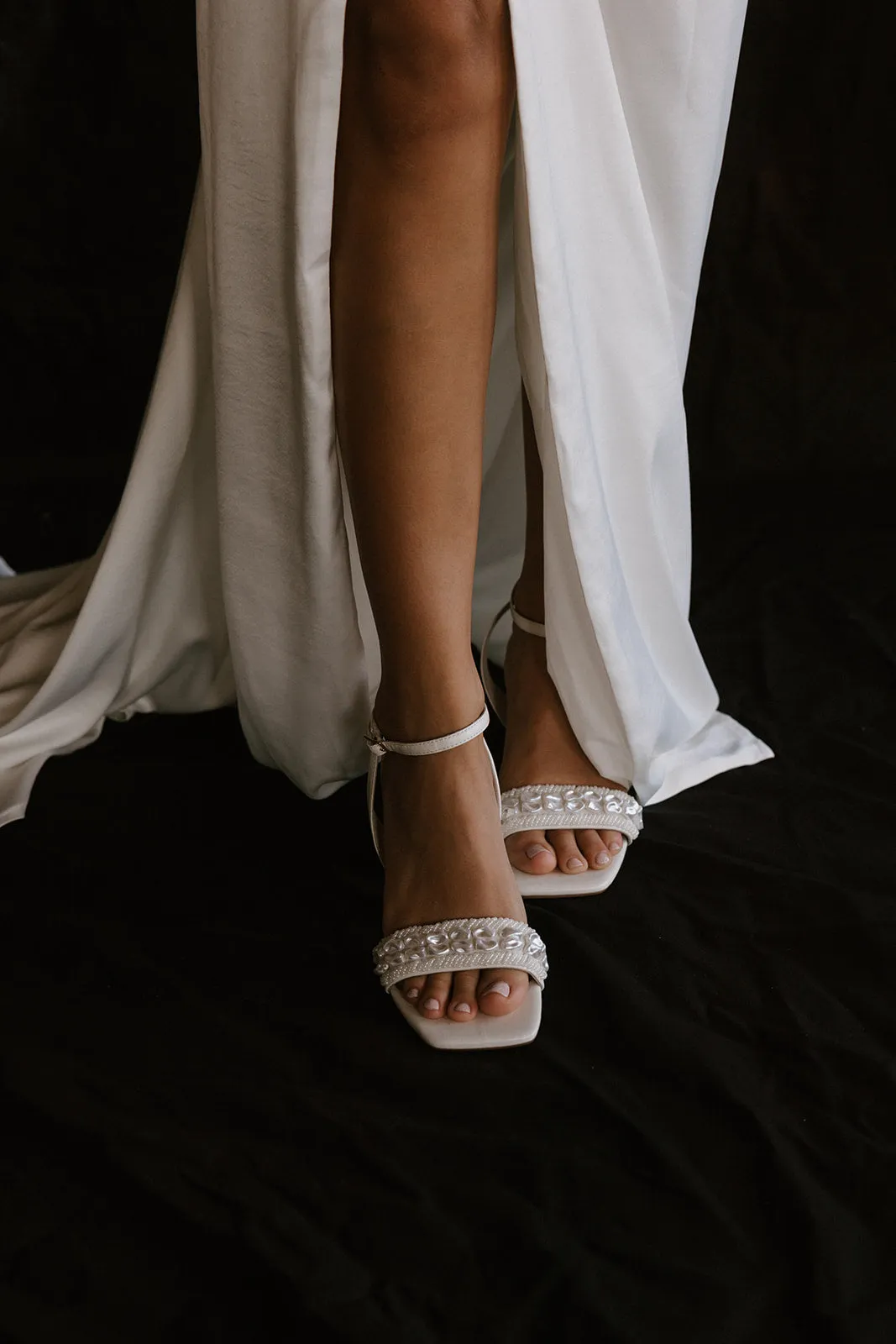 BEYOND - IVORY PEARL SHELL BRIDAL HEELS - SALE!