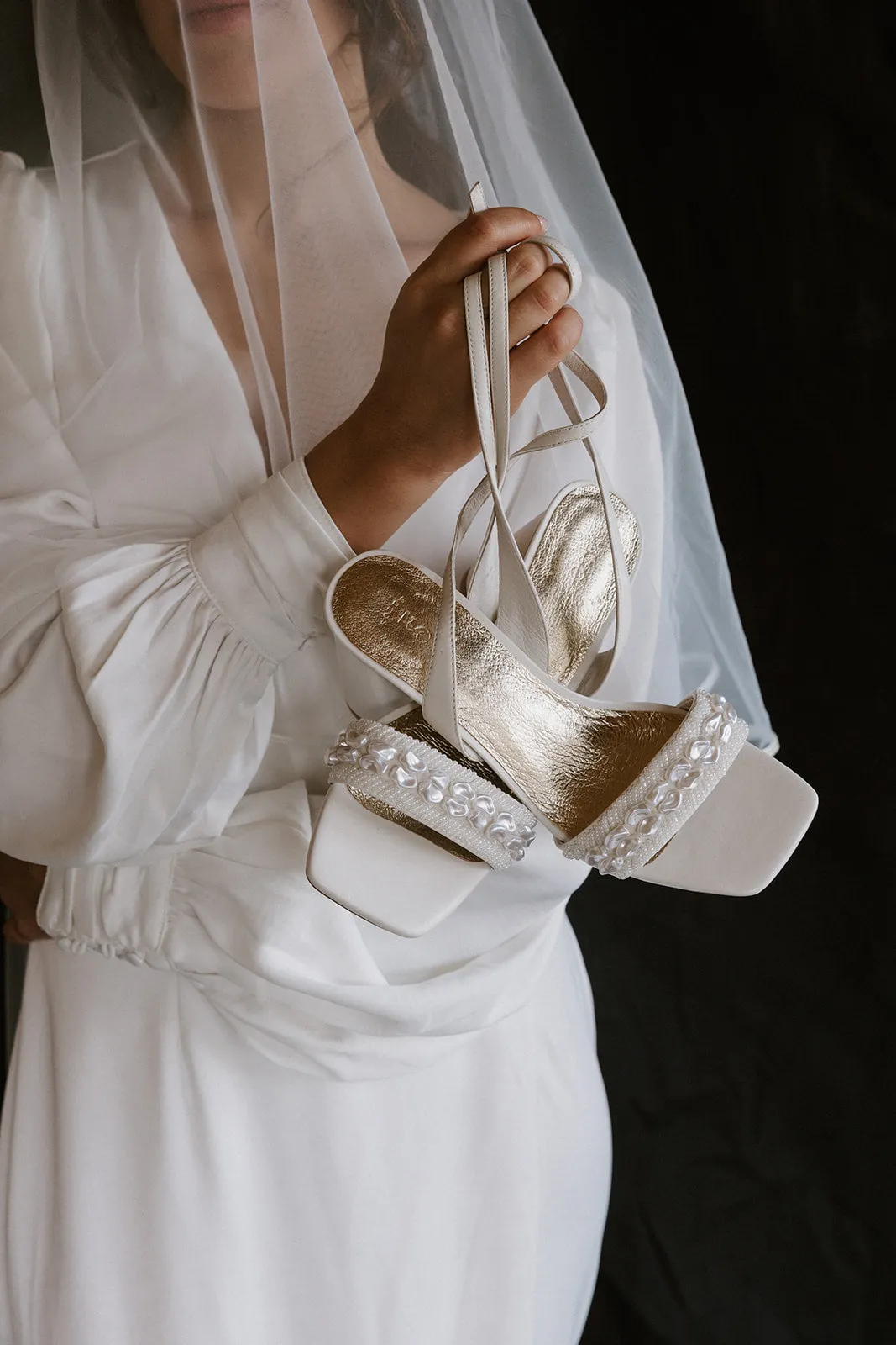 BEYOND - IVORY PEARL SHELL BRIDAL HEELS - SALE!