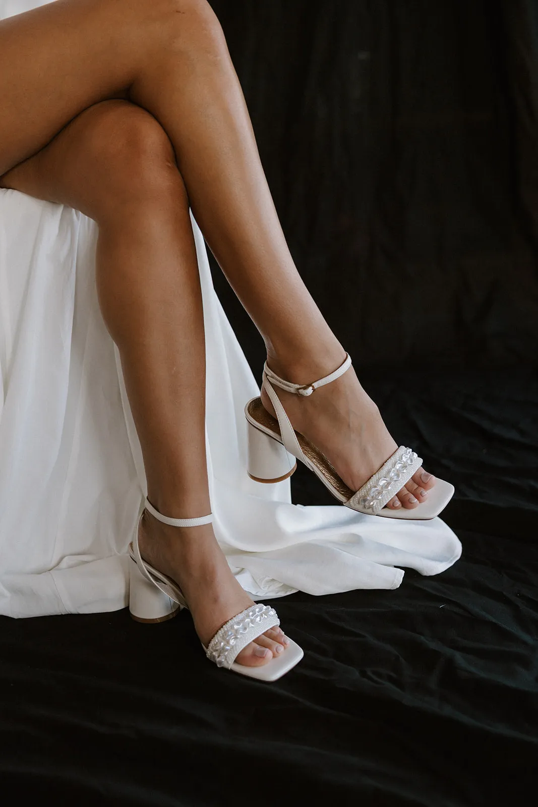 BEYOND - IVORY PEARL SHELL BRIDAL HEELS - SALE!