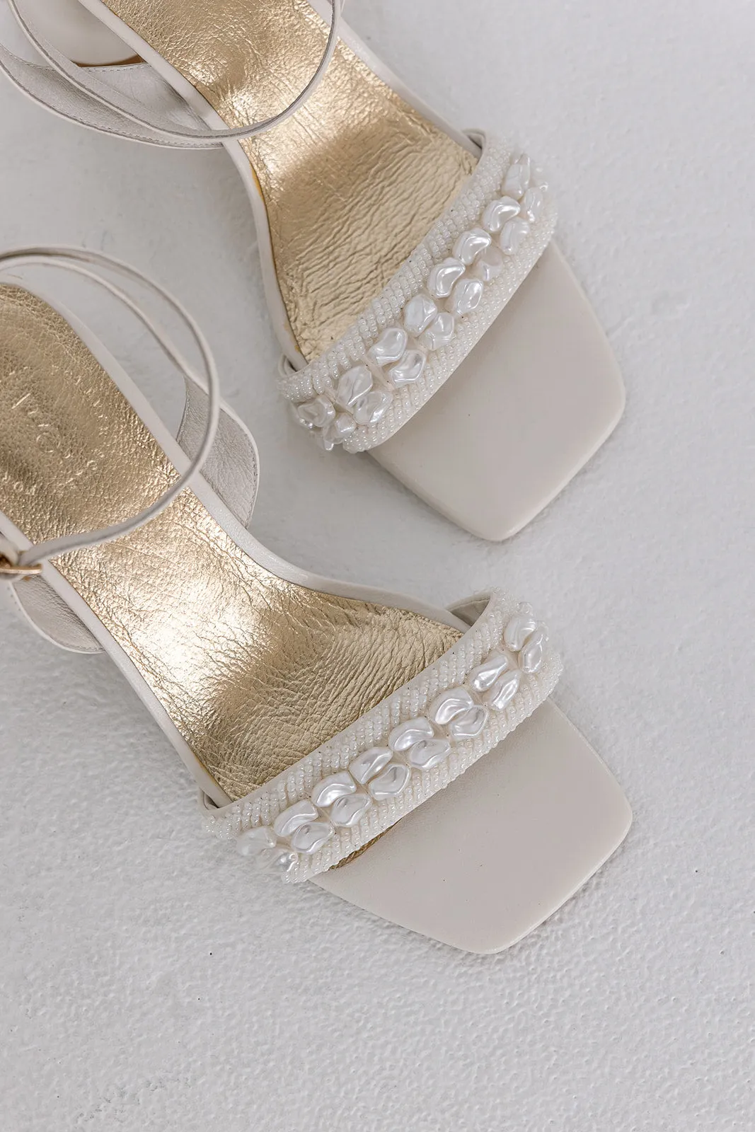 BEYOND - IVORY PEARL SHELL BRIDAL HEELS - SALE!