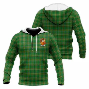 Bindon Irish Clan Tartan Knitted Hoodie with Coat of Arms