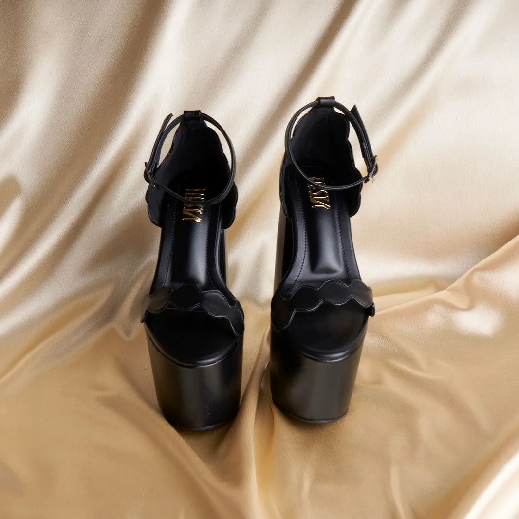 Black Bold Block Heels I Tiesta Shoes