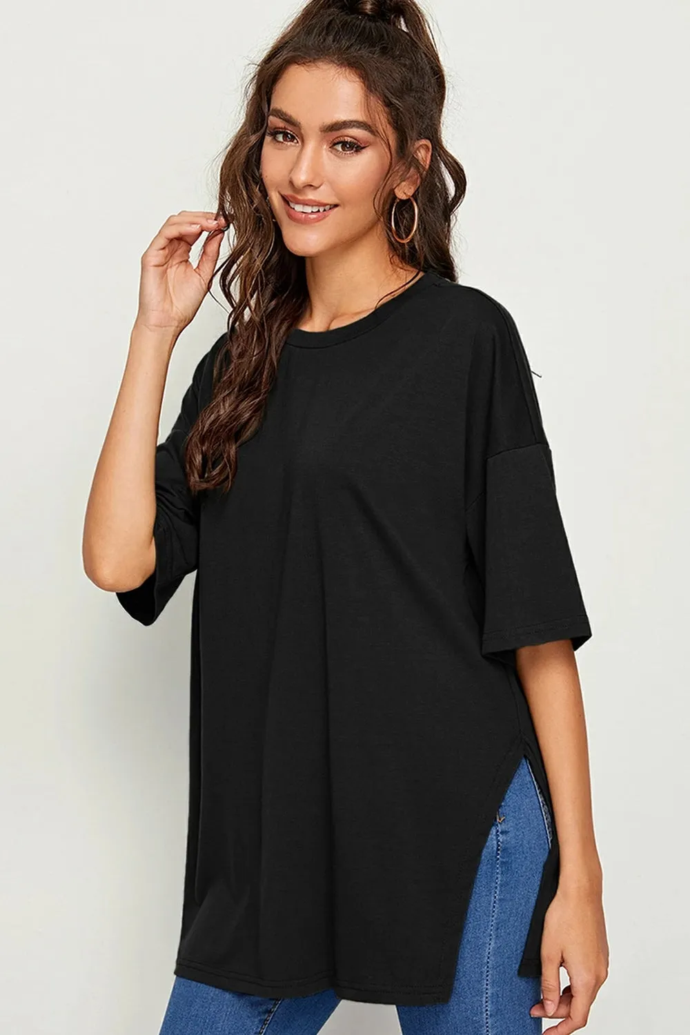 Black Split Side Top