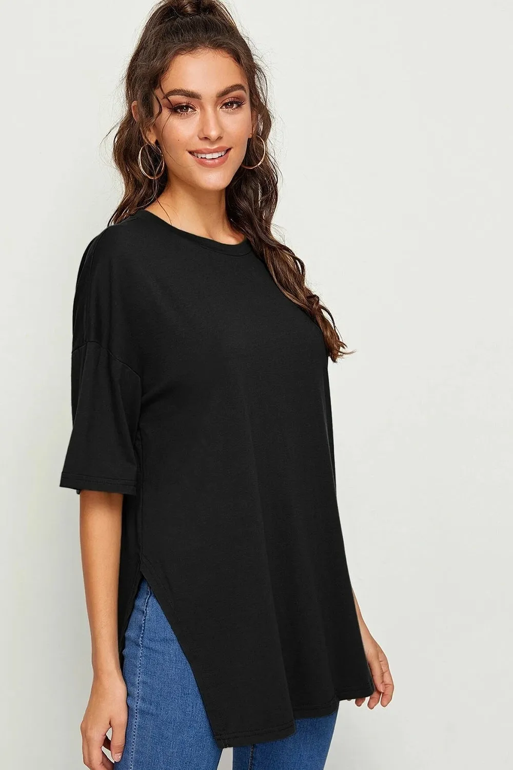 Black Split Side Top