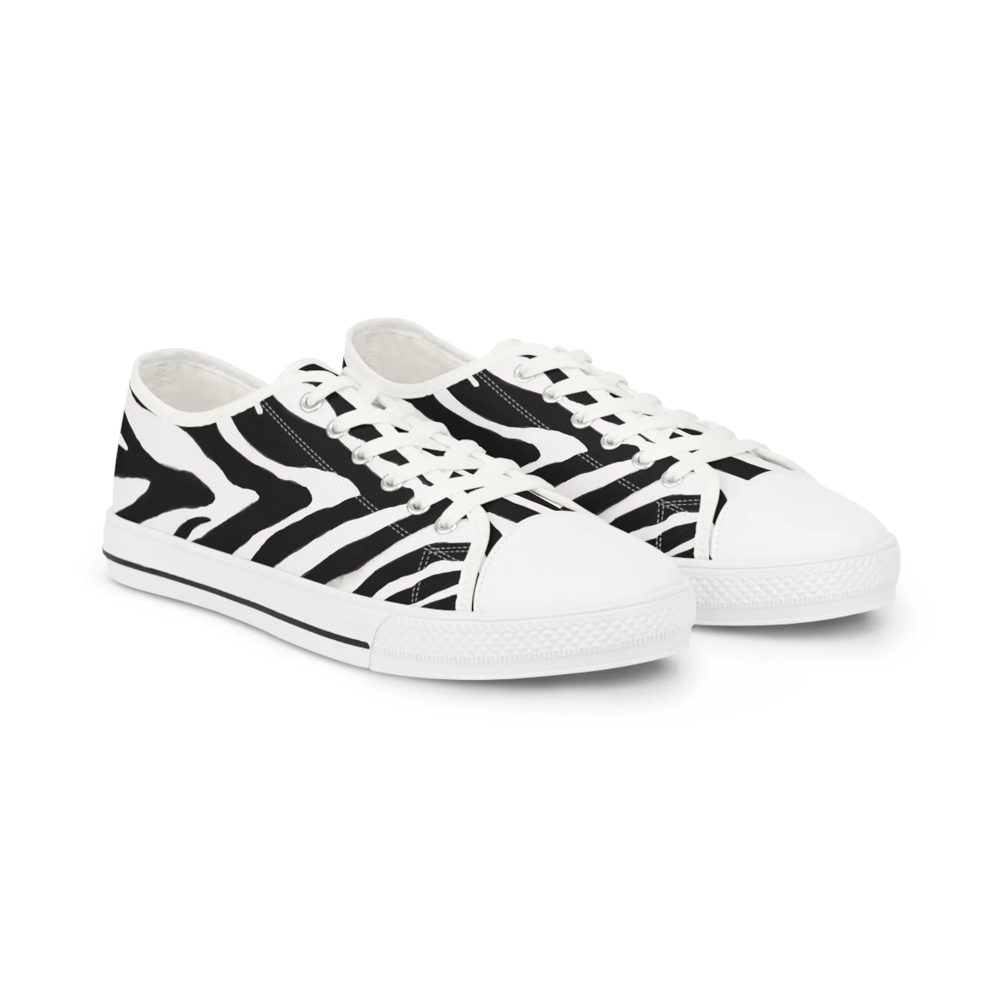 Black Zebra Print Men's Sneakers, Zebra Striped Animal Print Men's Low Top Sneakers Tennis Canvas Shoes (US Size: 5-14)