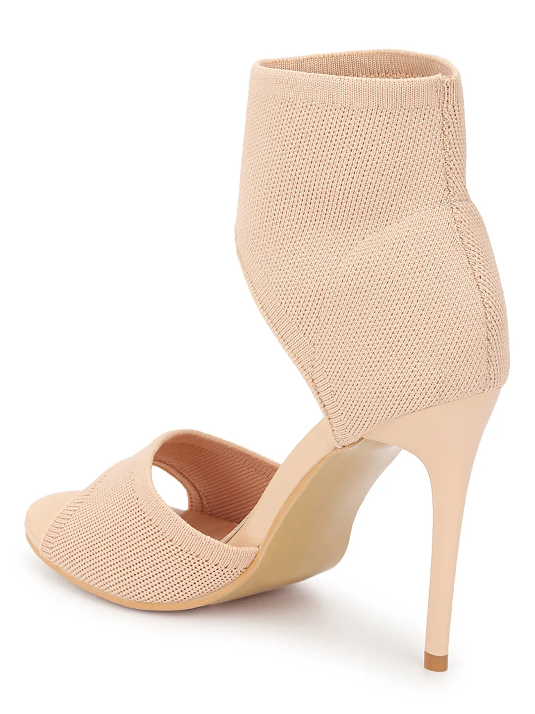 Blush Pink Knitted Stiletto Sandals (TC-CN-3212-1-BPNK)