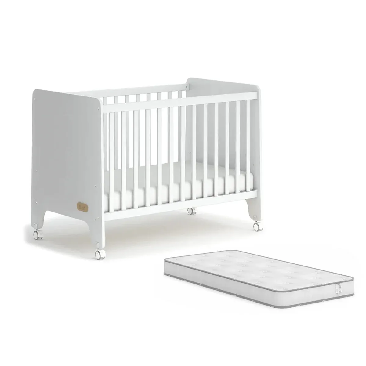 Boori Natty Compact Cot with Mattress WHITE