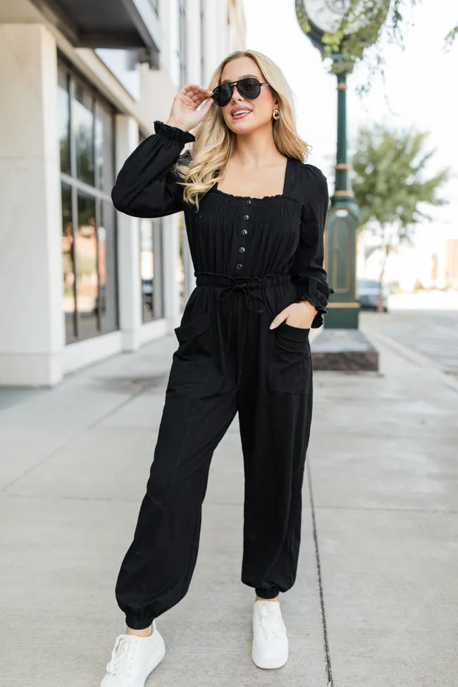 Bop Around Black Jogger Style Jumpsuit FINAL SALE