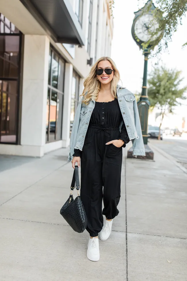 Bop Around Black Jogger Style Jumpsuit FINAL SALE