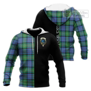 Bowie Ancient Tartan Knitted Hoodie with Family Crest and Half Of Me Style