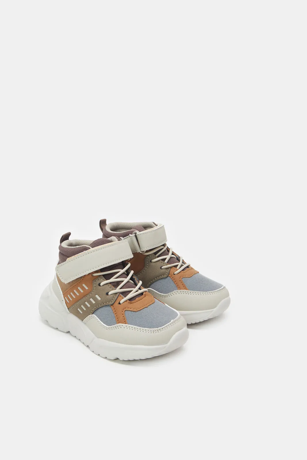 Boys Multicolour Overlayed High Top Sneakers