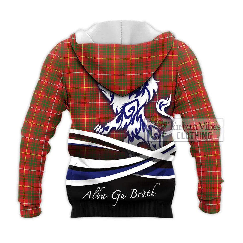 Bruce Modern Tartan Knitted Hoodie with Alba Gu Brath Regal Lion Emblem