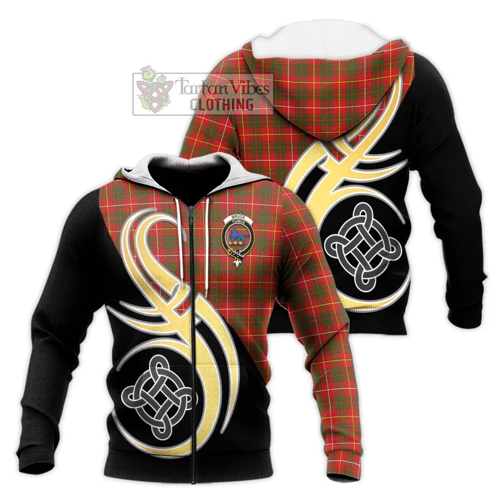 Bruce Modern Tartan Knitted Hoodie with Family Crest and Celtic Symbol Style