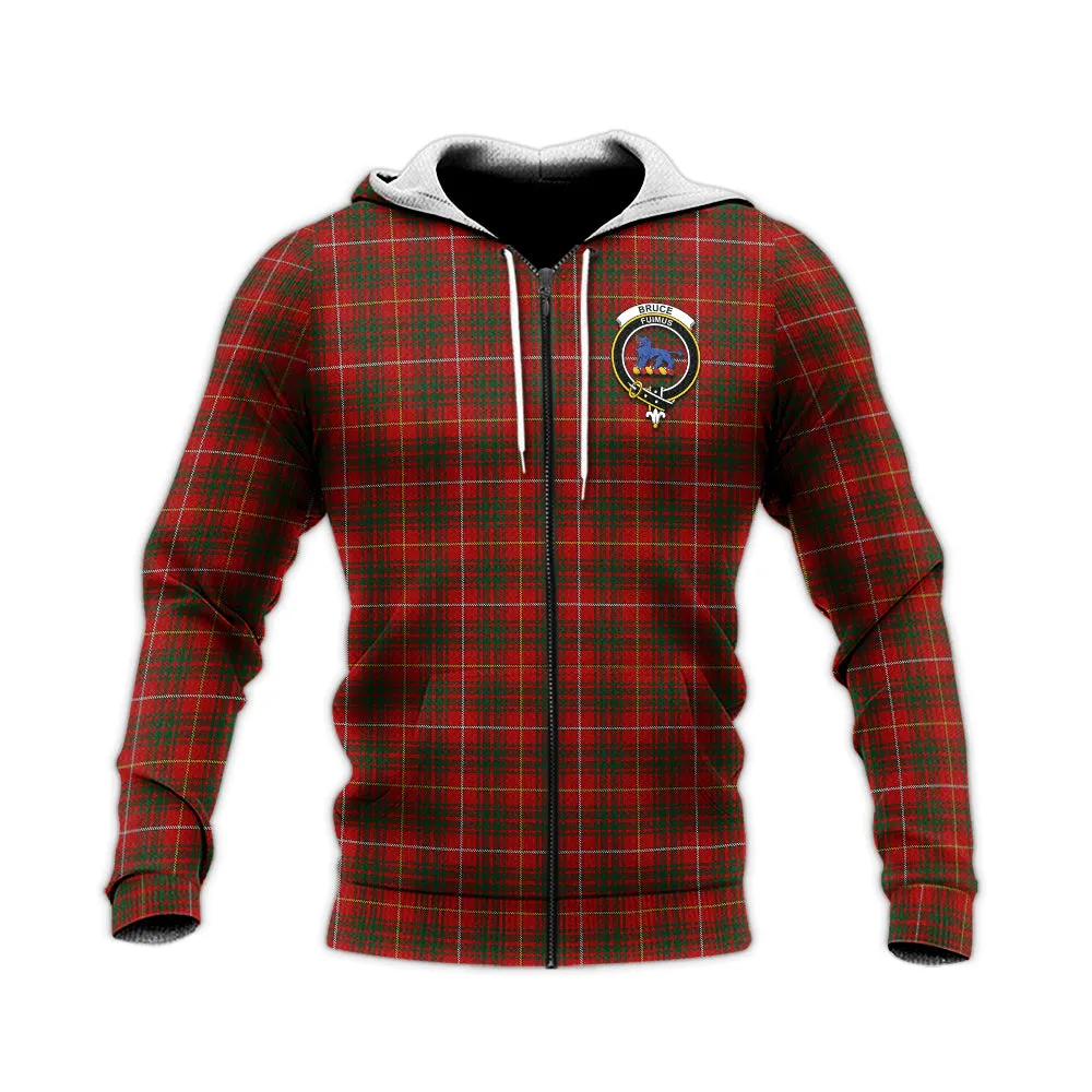 Bruce Tartan Knitted Hoodie with Family Crest