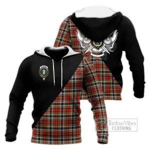 Buchanan Old Dress Tartan Knitted Hoodie with Family Crest and Military Logo Style