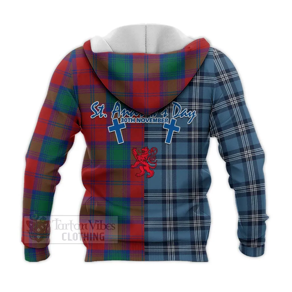 Byres (Byses) Tartan Knitted Hoodie Happy St. Andrew's Day Half Tartan Style