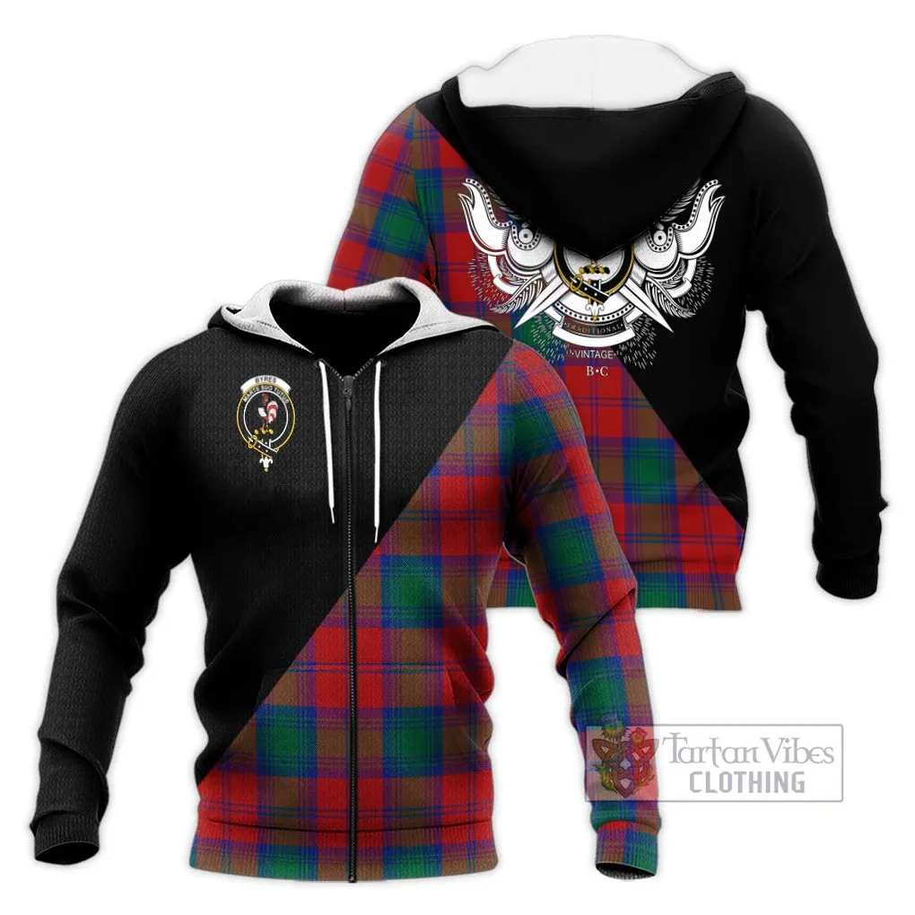 Byres (Byses) Tartan Knitted Hoodie with Family Crest and Military Logo Style