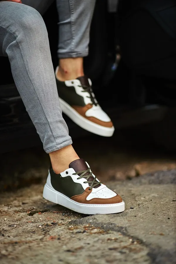 Camel Green Low Top Sneakers for Men | GentWith