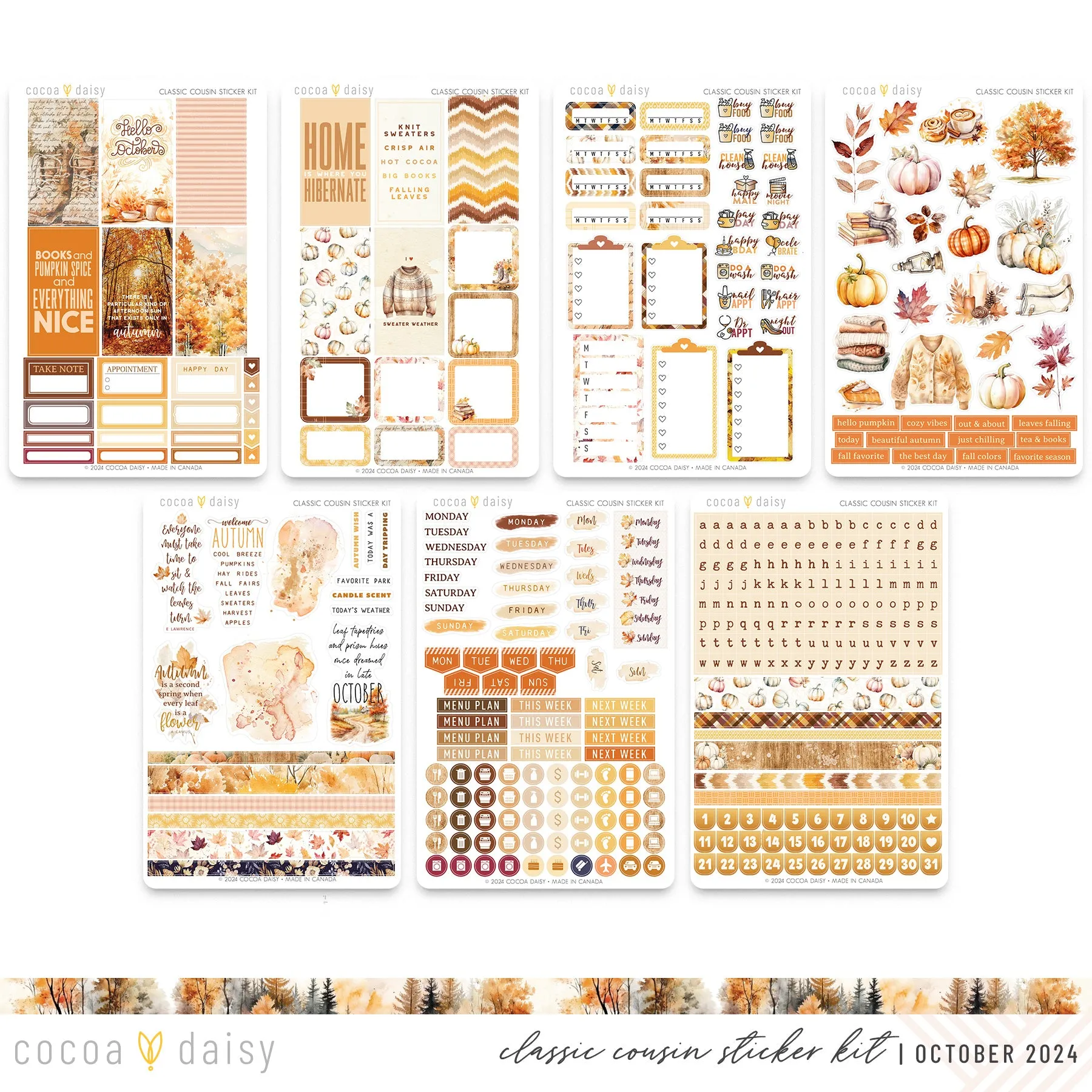 Cozy Season Classic Cousin Sticker Kit - October 2024