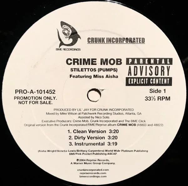 Crime Mob Featuring Miss Aisha - Stilletos (Pumps) (12", Promo) (VG )