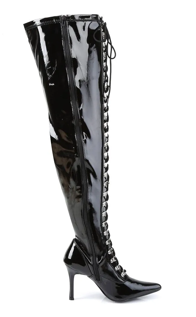 DOMINATRIX-3024X Blk Pat Boots