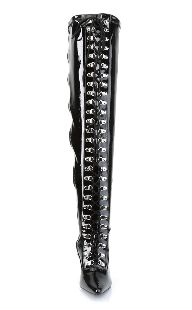 DOMINATRIX-3024X Blk Pat Boots